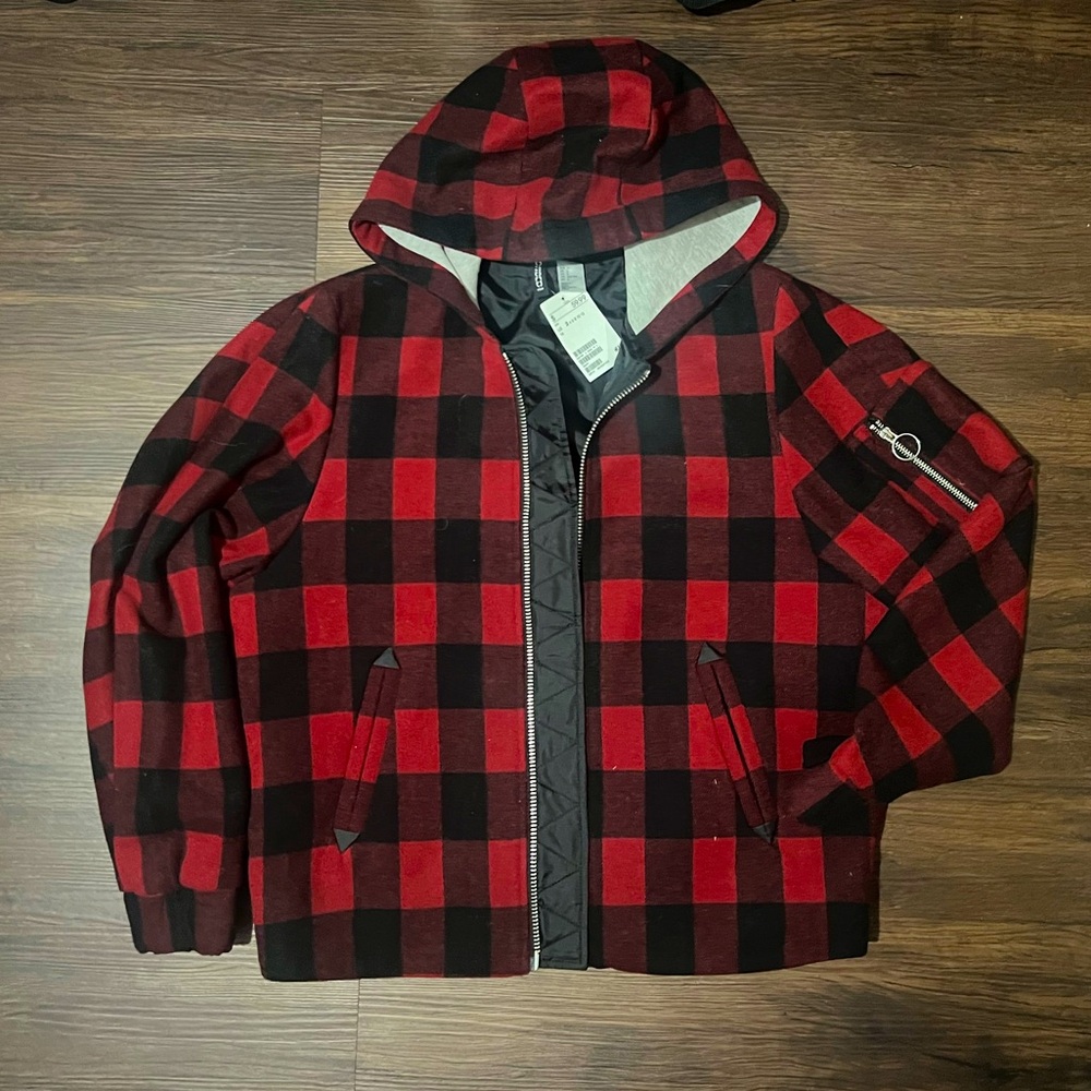 Red and Black Checkered Woman Jacket